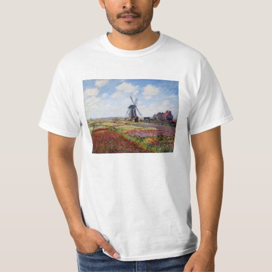 Monet Feld der Tulpen mit Windmühlen-T - Shirt (Vorderseite)