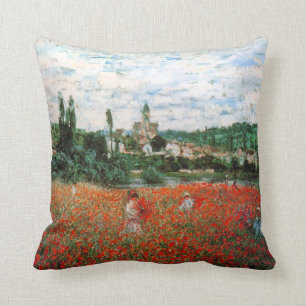 Monet Feld des roten Mohnblumen-Wurfs-Kissens Kissen