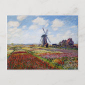 Monet Field of Tulips mit Windmühle Postkarte (Vorderseite)