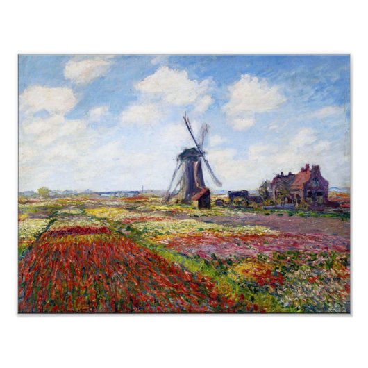 Monet Field of Tulips mit Windmühle Print Fotodruck (Vorne)