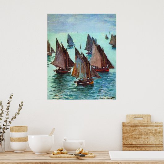 Monet - Fischerboote, ruhiges Meer, Poster (Küche)