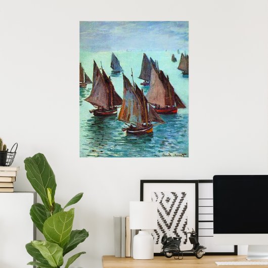 Monet - Fischerboote, ruhiges Meer, Poster (Heimbüro)