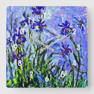 Monet - Flieder-Iris Quadratische Wanduhr