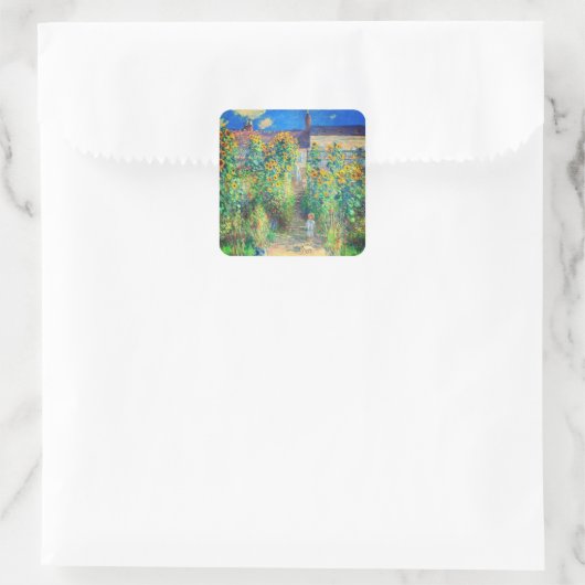 Monet Flower Garden Quadratischer Aufkleber (Tasche)