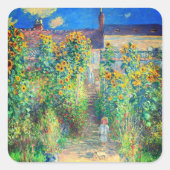 Monet Flower Garden Quadratischer Aufkleber (Vorderseite)