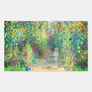 Monet Flower Garden Rechteckiger Aufkleber
