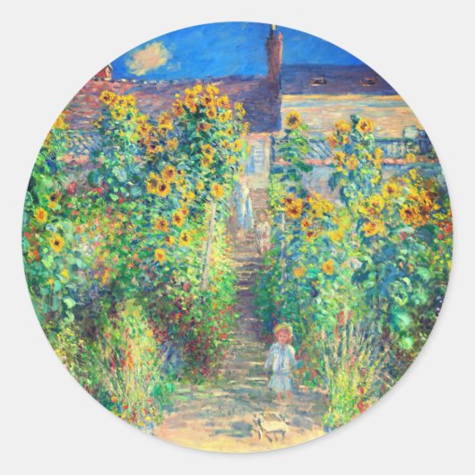 Monet Flower Garden Runder Aufkleber (Vorderseite)