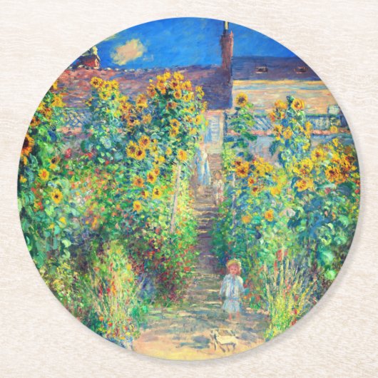 Monet Flower Garden Runder Pappuntersetzer (Vorderseite)