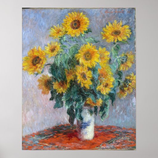 Monet France Bouquet Sunflowers Impressionist Peop Poster (Vorne)