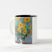 Monet France Bouquet Sunflowers Impressionist Peop Zweifarbige Tasse (Vorderseite Links)