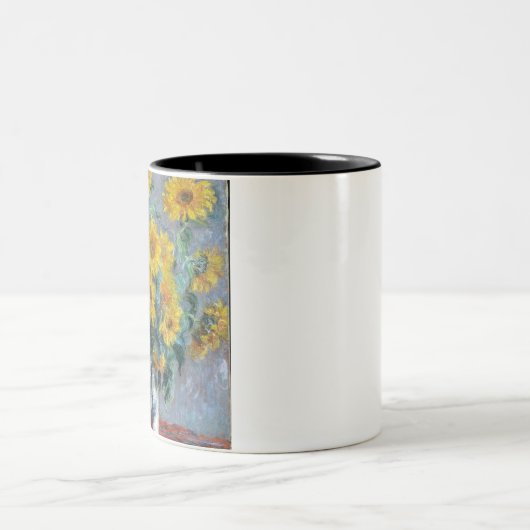 Monet France Bouquet Sunflowers Impressionist Peop Zweifarbige Tasse (Mittel)