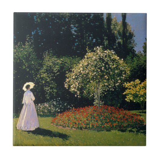 Monet - Frau im Garten Fliese (Vorderseite)