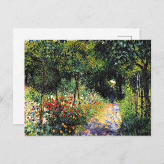 Monet - Frau im Garten, schöne Kunstmalerei Postkarte (Vorne/Hinten)