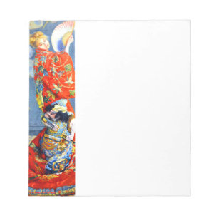 Monet Frau in japanischer Kostüm-Aktualisierung Notizblock