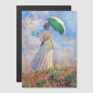 Monet - Frau mit Sonnenschirm nach rechts Magnetka Magnetkarte