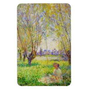 Monet Frau sitzt unter den Weiden Fine Art Magnet