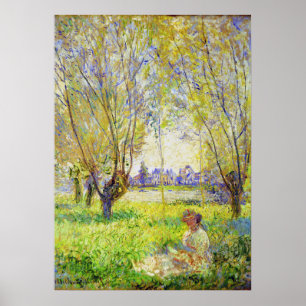 Monet Frau sitzt unter den Weiden Fine Art Poster