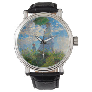 Monet Frau Sonnenschirm Impressionismus Armbanduhr