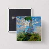 Monet Frau Sonnenschirm Impressionismus Button (Vorne & Hinten)
