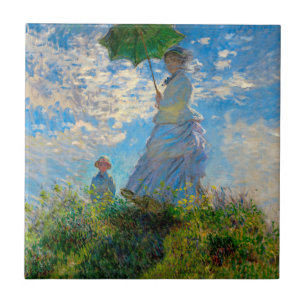 Monet Frau Sonnenschirm Impressionismus Fliese