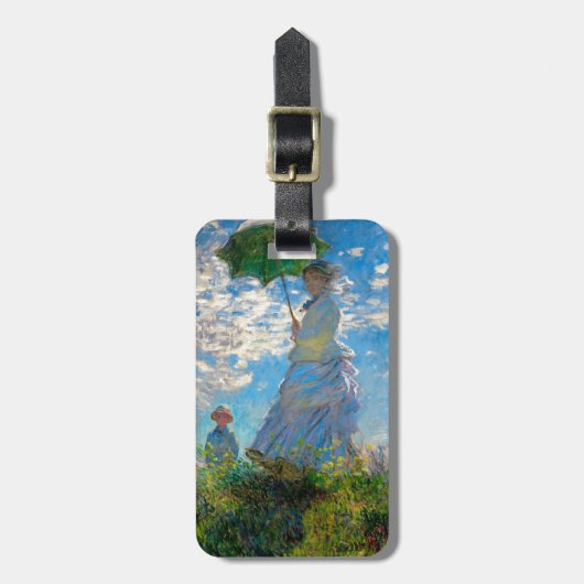 Monet Frau Sonnenschirm Impressionismus Gepäckanhänger (Vorderseite vertikal)