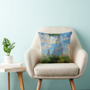 Monet Frau Sonnenschirm Impressionismus Kissen
