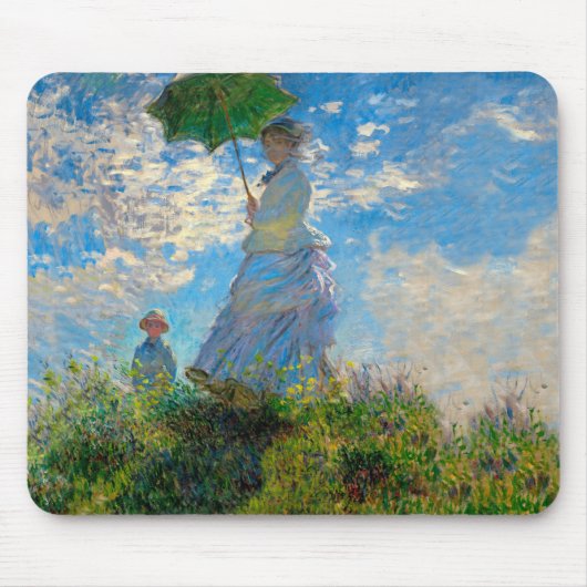 Monet Frau Sonnenschirm Impressionismus Mousepad (Vorne)