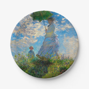 Monet Frau Sonnenschirm Impressionismus Pappteller