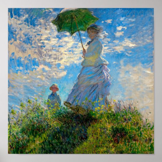 Monet Frau Sonnenschirm Impressionismus Poster (Vorne)