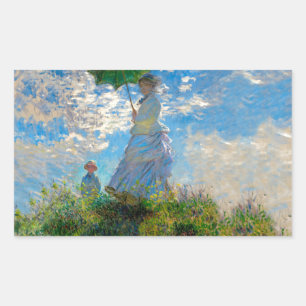 Monet Frau Sonnenschirm Impressionismus Rechteckiger Aufkleber