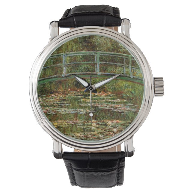 Monet French Japanese Bridge Giverney Armbanduhr (Vorderseite)