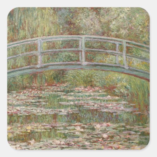 Monet French Japanese Bridge Giverney Quadratischer Aufkleber (Vorderseite)