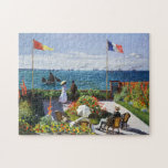 Monet Garden bei Sainte Adresse Puzzle<br><div class="desc">Monet Garden bei Sainte Adresse Puzzle. Öl auf Leinwand 1867. Das Hotel Garden at Sainte-Adresse ist eines der bekanntesten frühen Gemälde des französischen Impressionisten Claude Monet und bietet ein paar stehende vor dem Hafen von Sainte Adresse vor der französischen Flagge. Der Garten, in dem sie stehen, ist voll von Blume...</div>