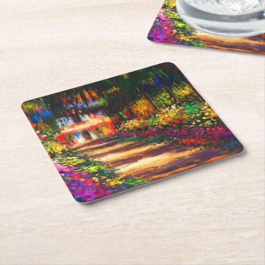 Monet Garden - Giverny Rechteckiger Pappuntersetzer (angewinkelt)