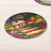 Monet Garden - Giverny Runder Pappuntersetzer (Angewinkelt)