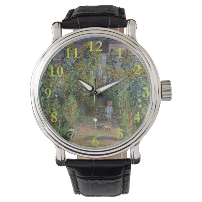 Monet Garden Vetheuil Impressionim Malerei Armbanduhr (Vorderseite)
