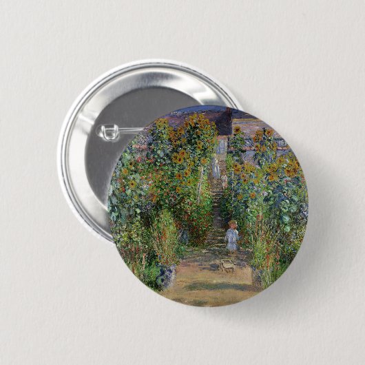 Monet Garden Vetheuil Impressionim Malerei Button (Vorne & Hinten)