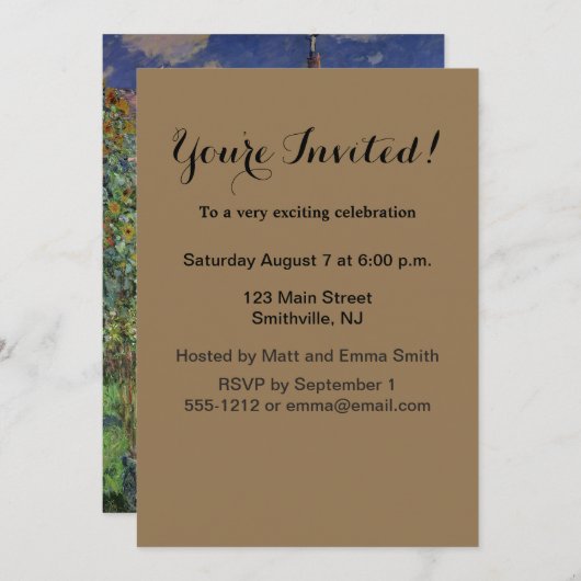 Monet Garden Vetheuil Impressionim Malerei Einladung (Vorne/Hinten)