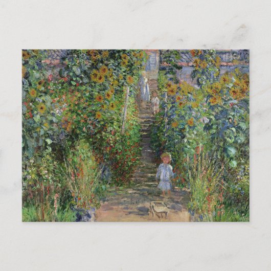 Monet Garden Vetheuil Impressionim Malerei Postkarte (Vorderseite)