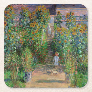Monet Garden Vetheuil Impressionim Malerei Rechteckiger Pappuntersetzer