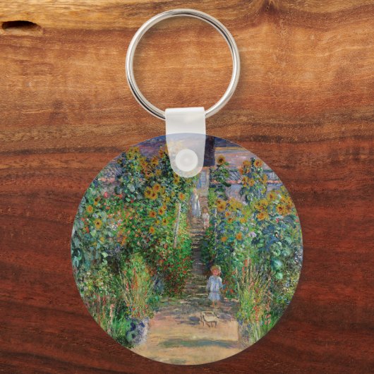 Monet Garden Vetheuil Impressionim Malerei Schlüsselanhänger (Vorderseite)