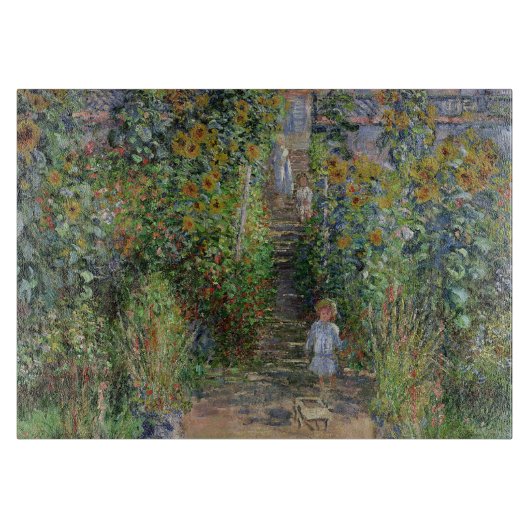 Monet Garden Vetheuil Impressionim Malerei Schneidebrett (Vorderseite)