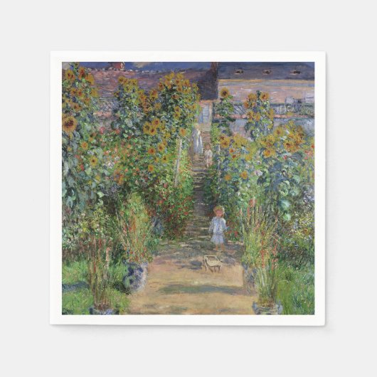 Monet Garden Vetheuil Impressionim Malerei Serviette (Vorderseite)