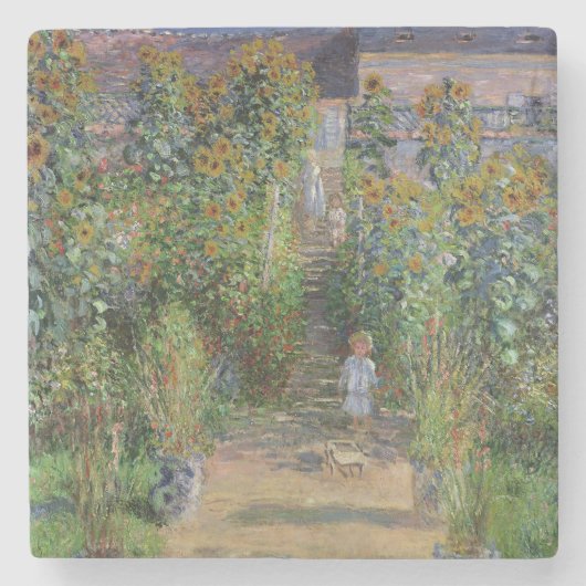 Monet Garden Vetheuil Impressionim Malerei Steinuntersetzer (Vorderseite)