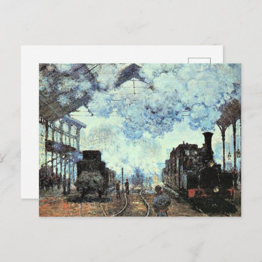 Monet - Gare St. Lazare, Anreise mit dem Zug Postkarte (Vorne/Hinten)