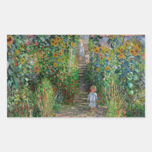 Monet Garten Vetheuil Impressionismus Blumenmalere Rechteckiger Aufkleber