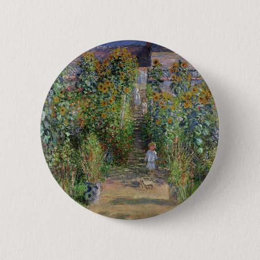 Monet Garten Vetheuil Impressionismus Malerei Button (Vorderseite)