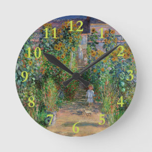 Monet Garten Vetheuil Impressionismus Malerei Runde Wanduhr