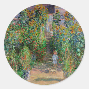 Monet Garten Vetheuil Impressionismus Malerei Runder Aufkleber