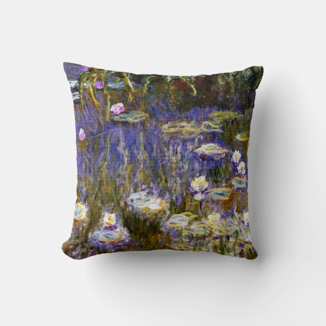 Monet - Gelb und Lilac Water Lilies Kissen (Vorderseite)